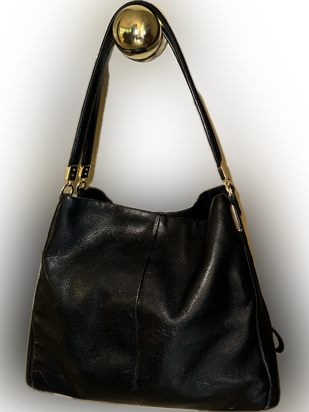 Coach 26224 Black Leather Shoulder Bag with Gold Hardware